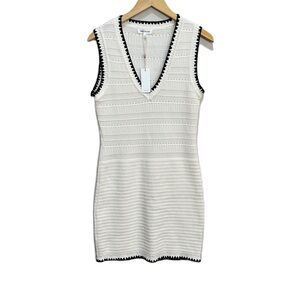 Heartloom White Knit Tennis Sweater Dress‎ V-Neck Women’s Sz Large NWT